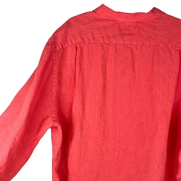 Charles Tyrwhitt Linen Button Down Shirt Slim Fit XXL Coral - Picture 6 of 13